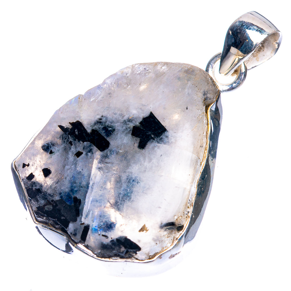 Raw Rainbow Moonstone Pendant 1 5/8" (925 Sterling Silver) P39364
