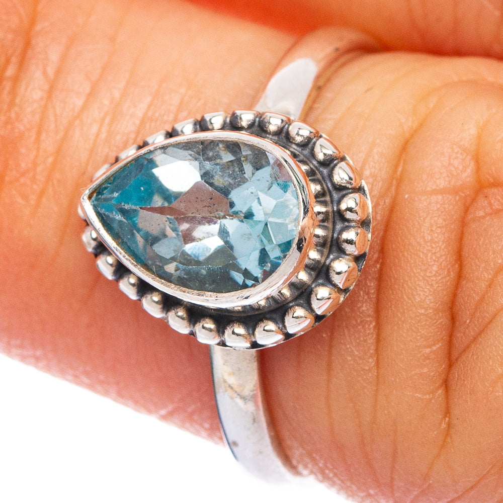 Blue Topaz Dainty Ring Size 5.75 (925 Sterling Silver) R145679