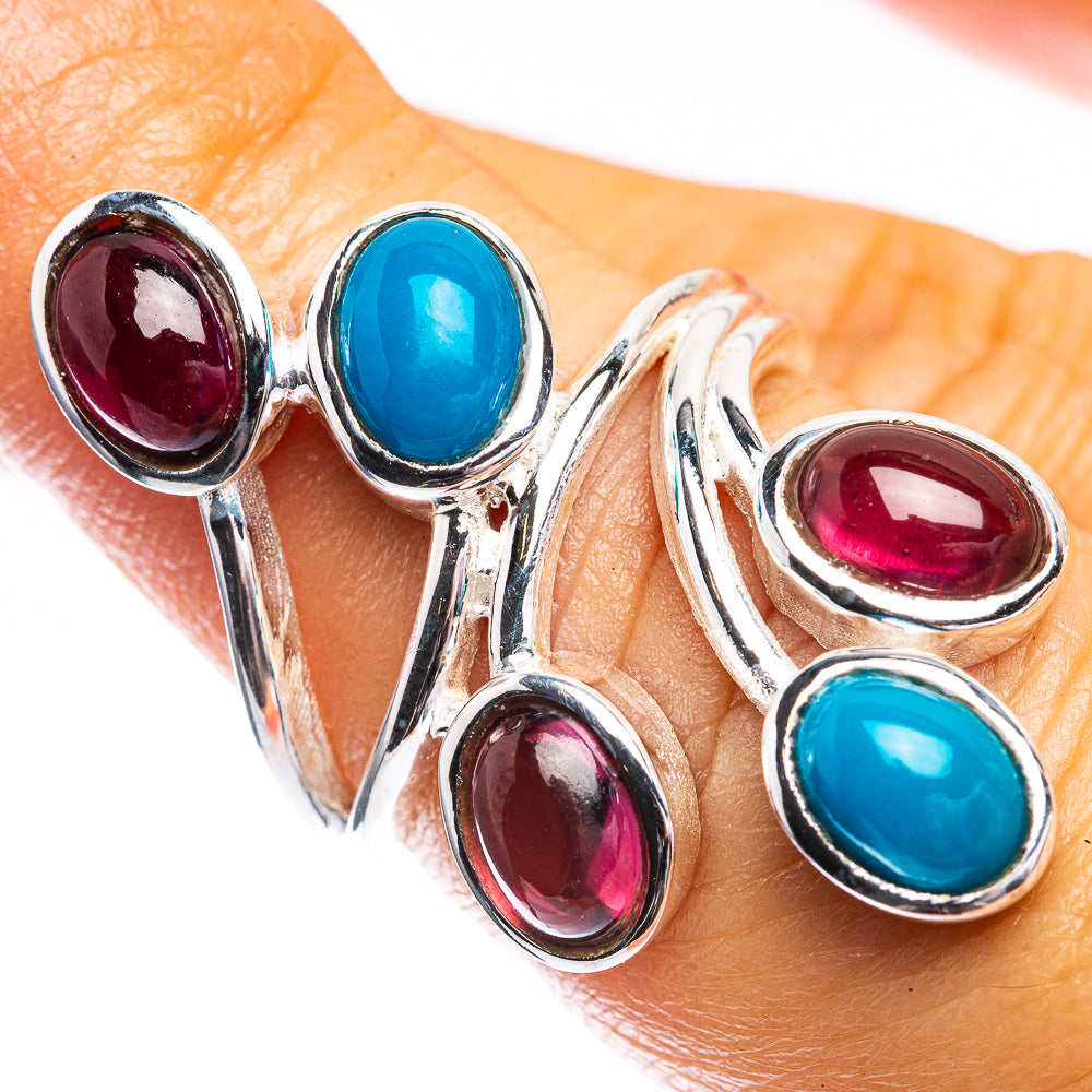 Sleeping Beauty Turquoise, Garnet Ring Size 6 (925 Sterling Silver) R142453