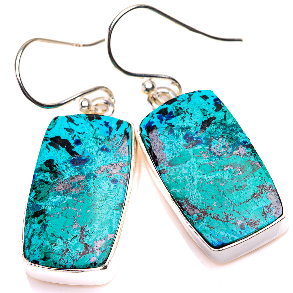 Shattuckite Earrings 1 3/8" (925 Sterling Silver) EARR432160