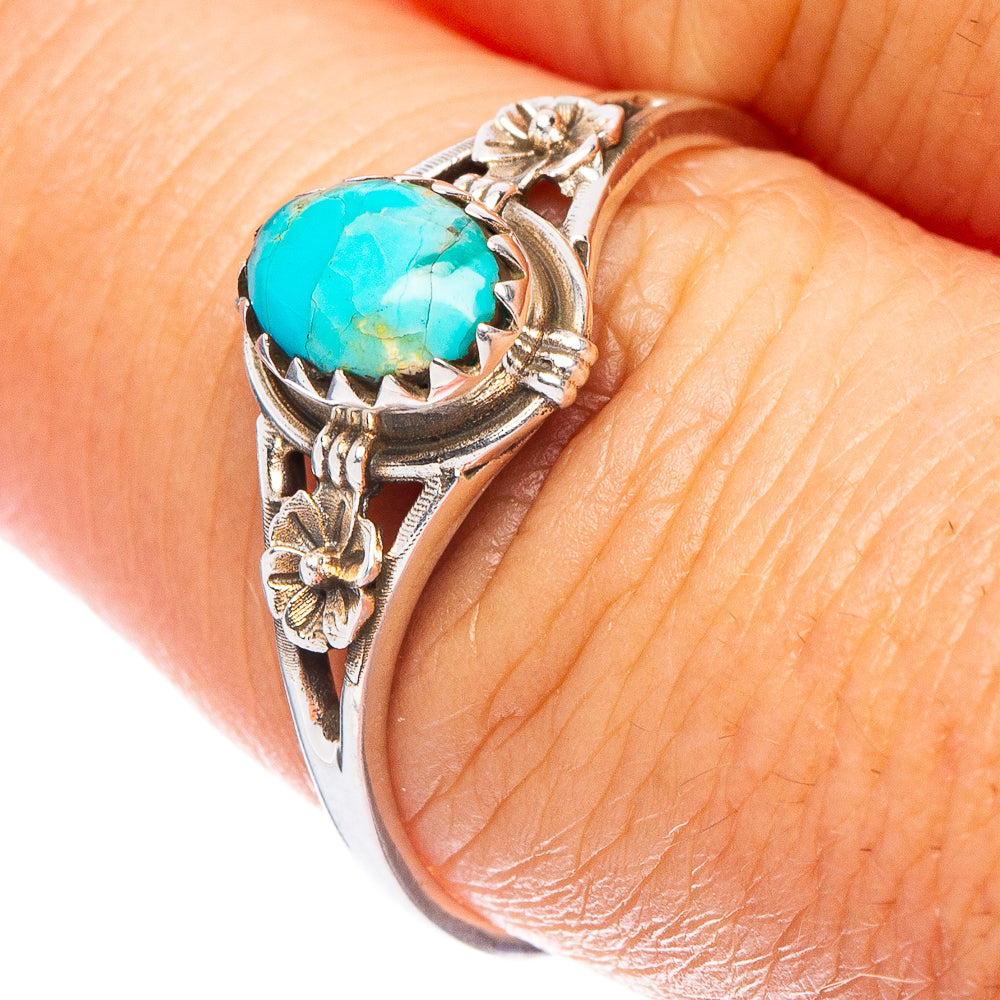 Value Arizona Turquoise Flower Ring Size 8.75 (925 Sterling Silver) R7297