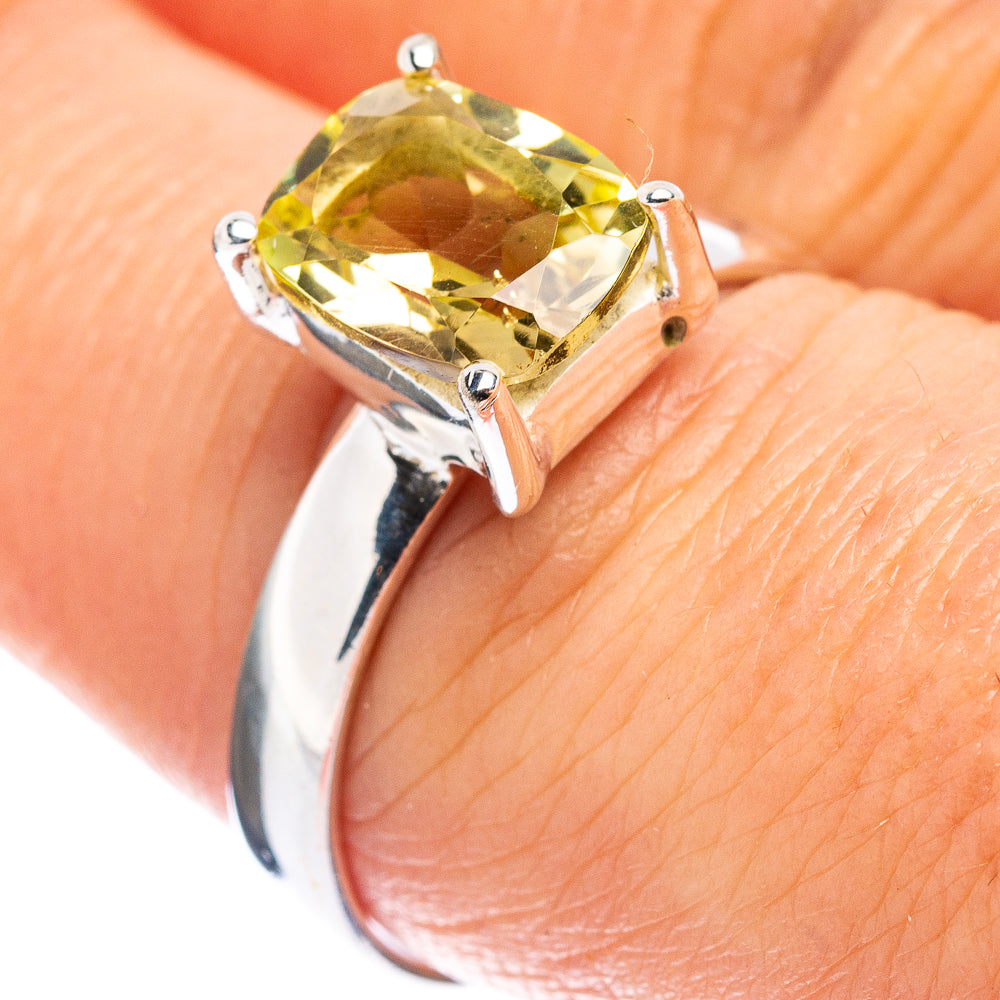 Faceted Lemon Quartz Ring Size 8.25 (.925 Sterling Silver)