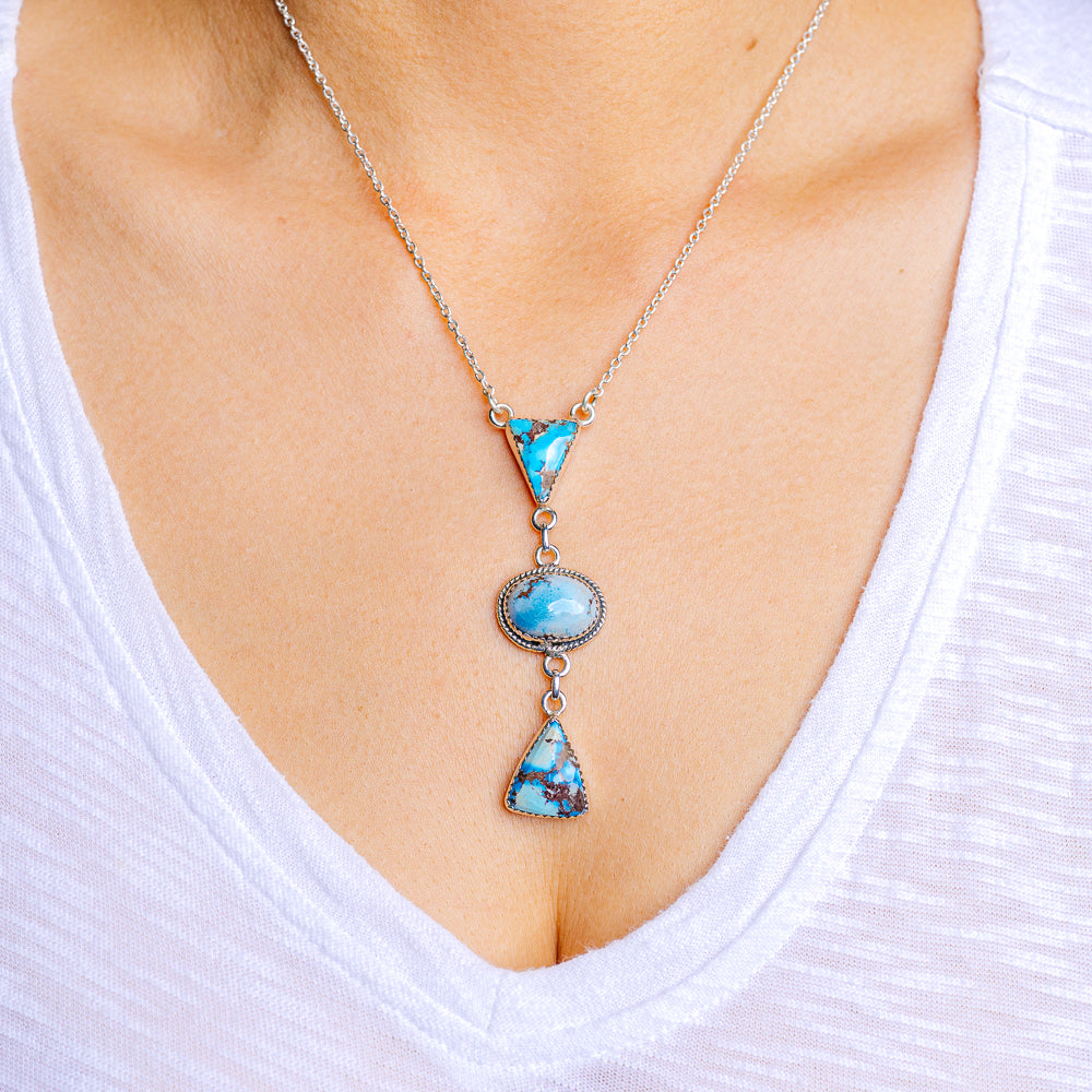 Golden Hills Turquoise Necklace 17 to 19" (.925 Sterling Silver)