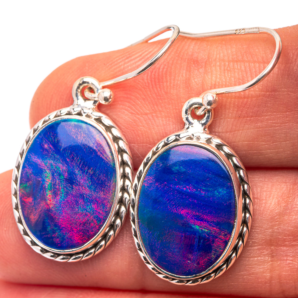 Aura Opal Earrings 1 3/8" (925 Sterling Silver) E432295