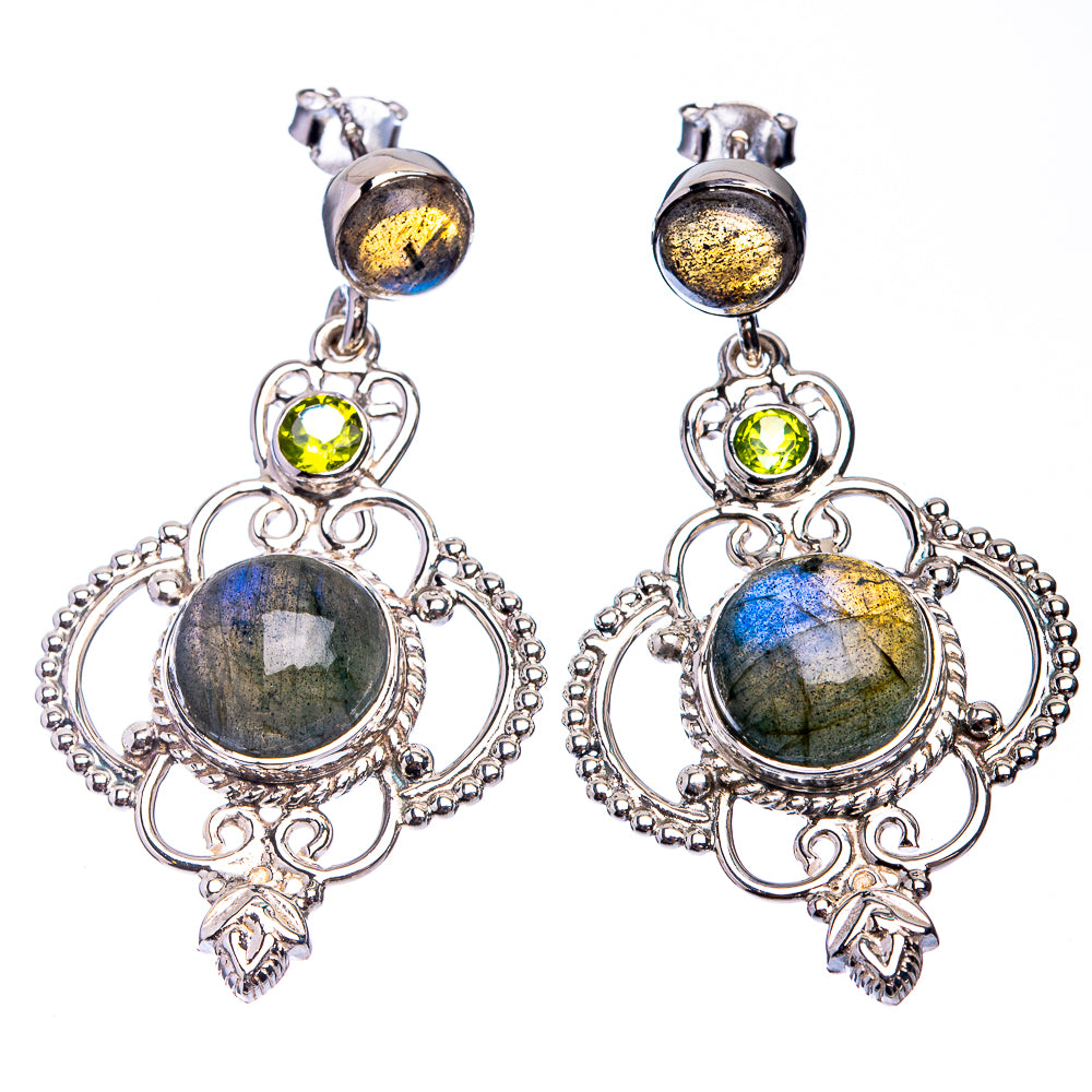 Signature Labradorite, Peridot Earrings 1 3/4" (925 Sterling Silver) E432340