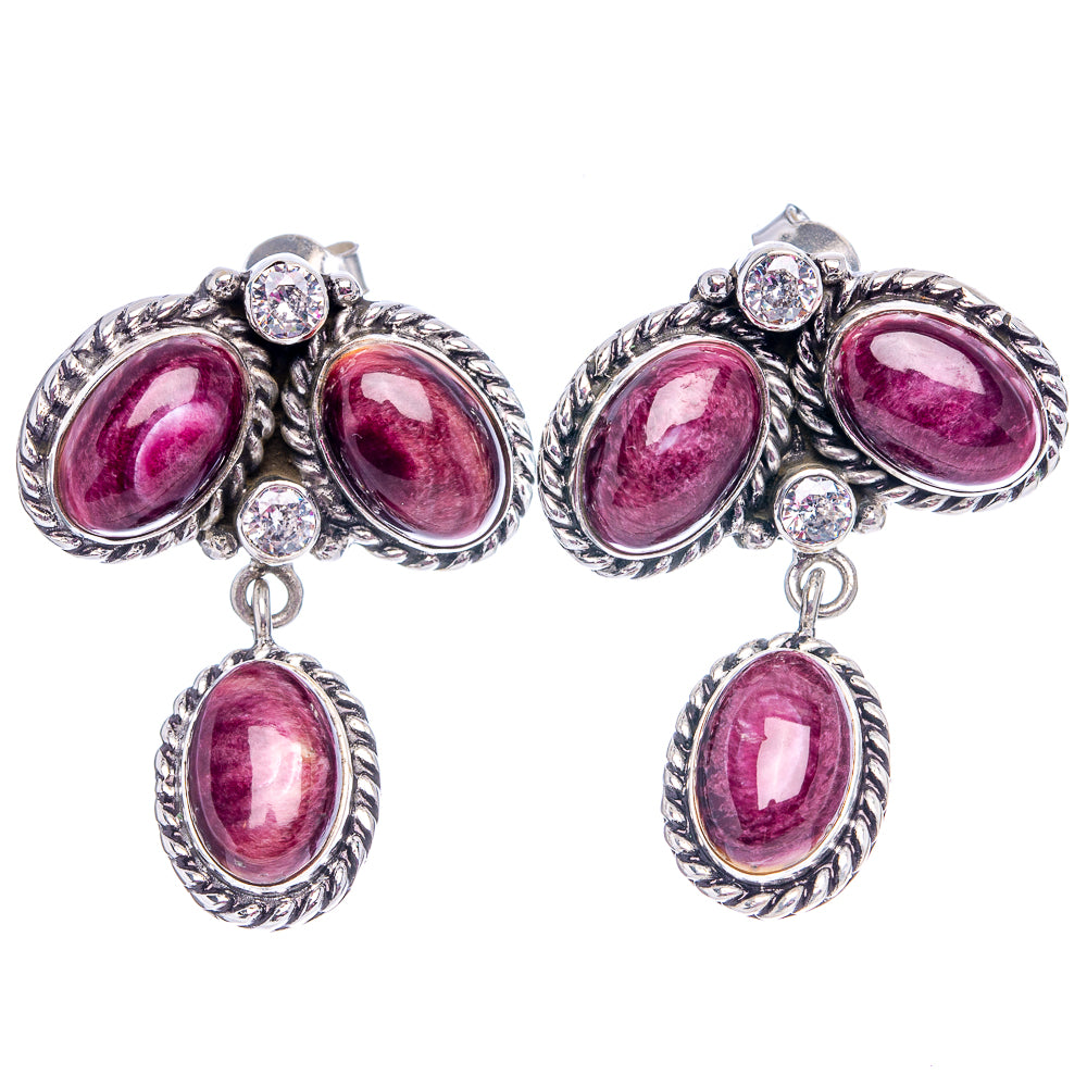 Purple Spiny Oyster Necklace & Earrings Set 19 to 21" (.925 Sterling Silver)