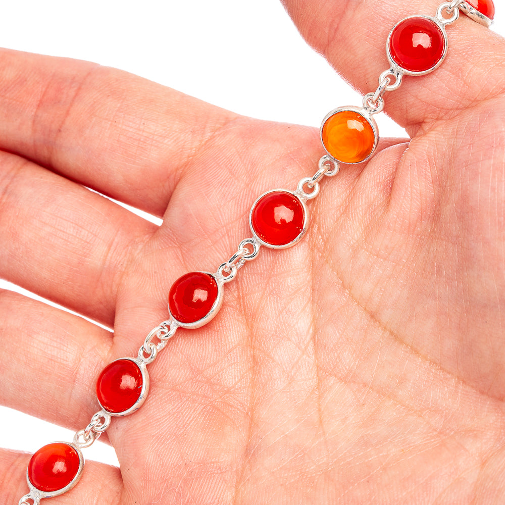 Value Carnelian Bracelets 7 1/8 To 8 1/4" (925 Sterling Silver) B90364
