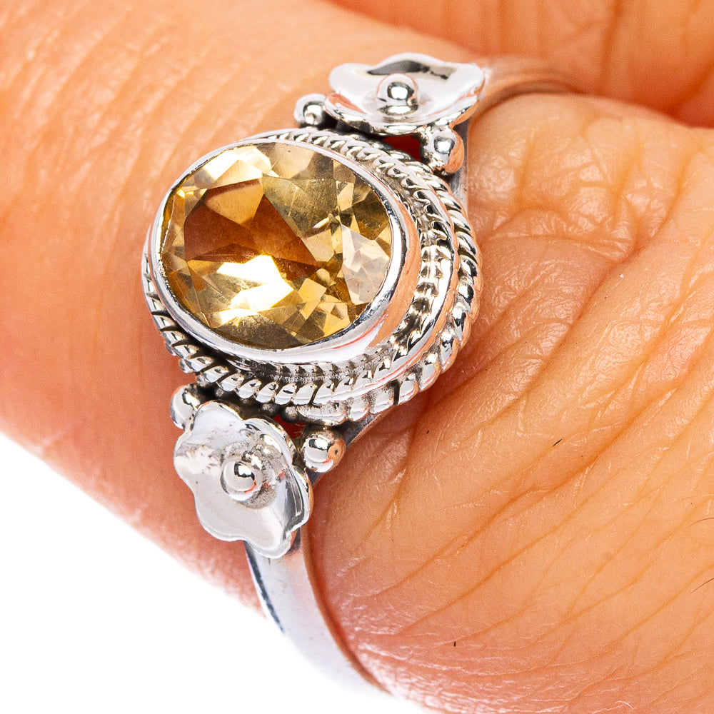 Faceted Citrine Dainty Ring Size 7.25 (925 Sterling Silver) R1217
