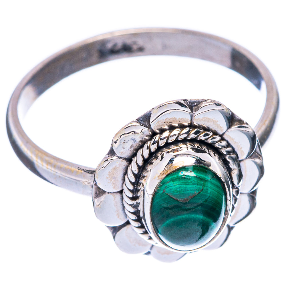 Malachite Dainty Ring Size 8 (925 Sterling Silver) R5726