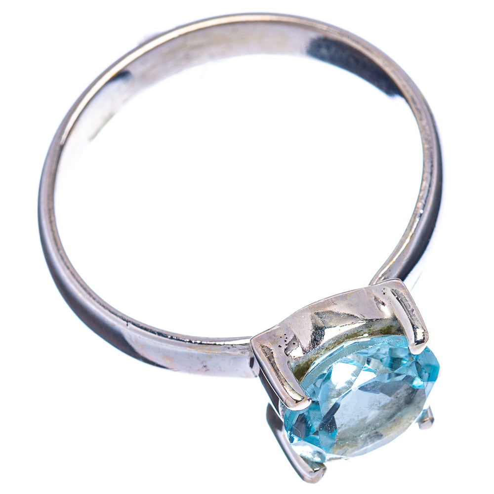 Faceted Blue Topaz Ring Size 8 (.925 Sterling Silver)