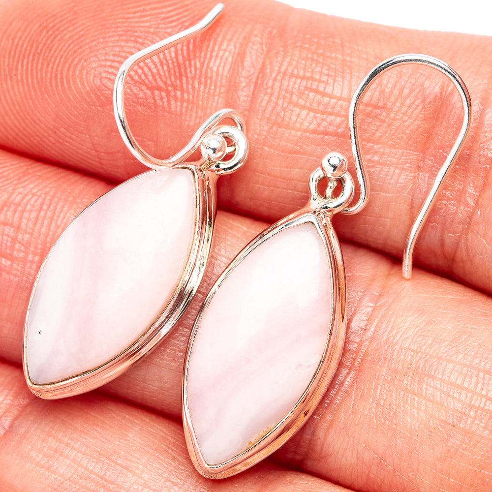 Pink Opal Earrings 1 3/8" (.925 Sterling Silver)