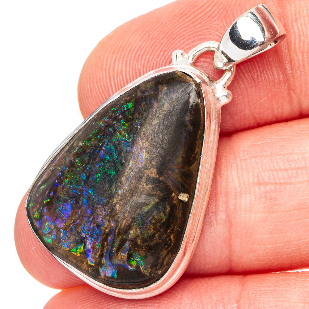 Rare Canadian Ammolite Pendant 1 3/8" (.925 Sterling Silver)