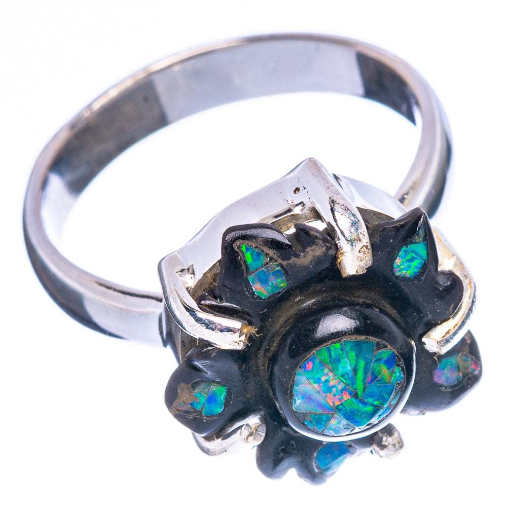 Black Onyx Opal Flower 925 Sterling Silver Ring Size 6 Ana Co R2487
