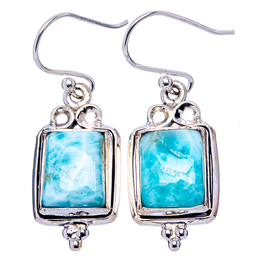 Rare Larimar Earrings 1 3/8" (.925 Sterling Silver)