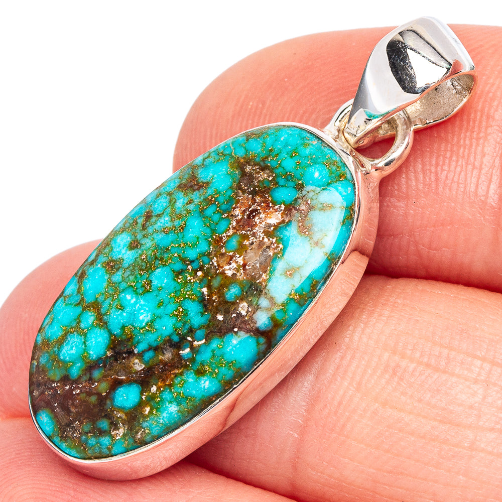 Rare Sonoran South Hill Turquoise Pendant 1 3/8" (925 Sterling Silver) P44972
