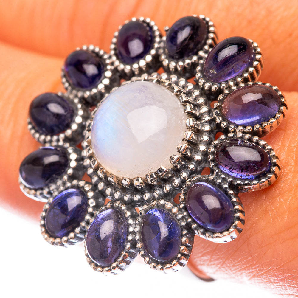 Large Rainbow Moonstone, Tanzanite 925 Sterling Silver Ring Size 8.5 (925 Sterling Silver) RING140448