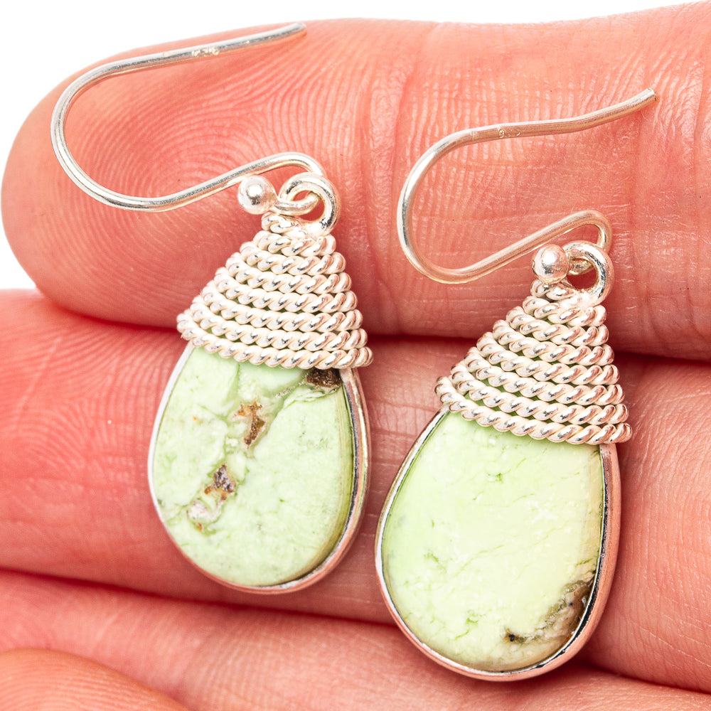 Lemon Chrysoprase Earrings 1 3/8" (.925 Sterling Silver)