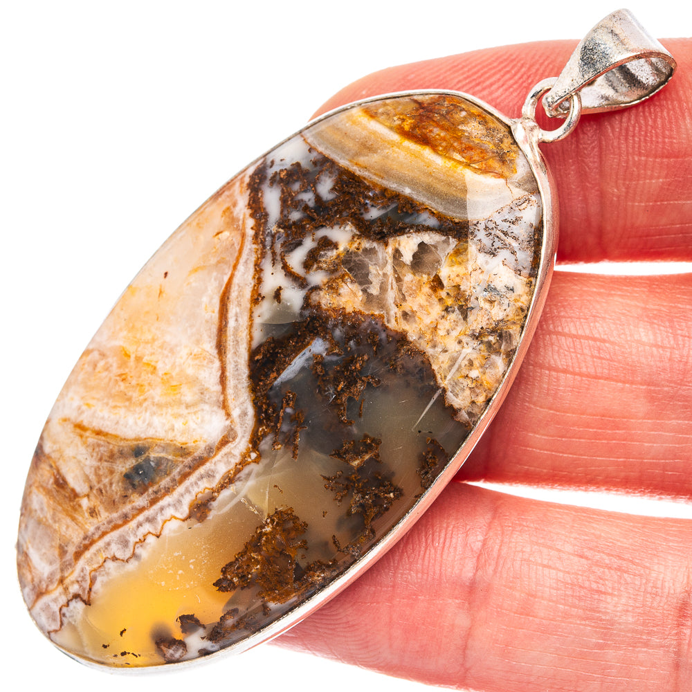 Tube Agate Pendant 2 1/2" (Silver Plated)