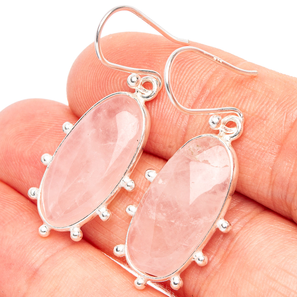 Rose Quartz Earrings 1 1/2" (925 Sterling Silver) E2283