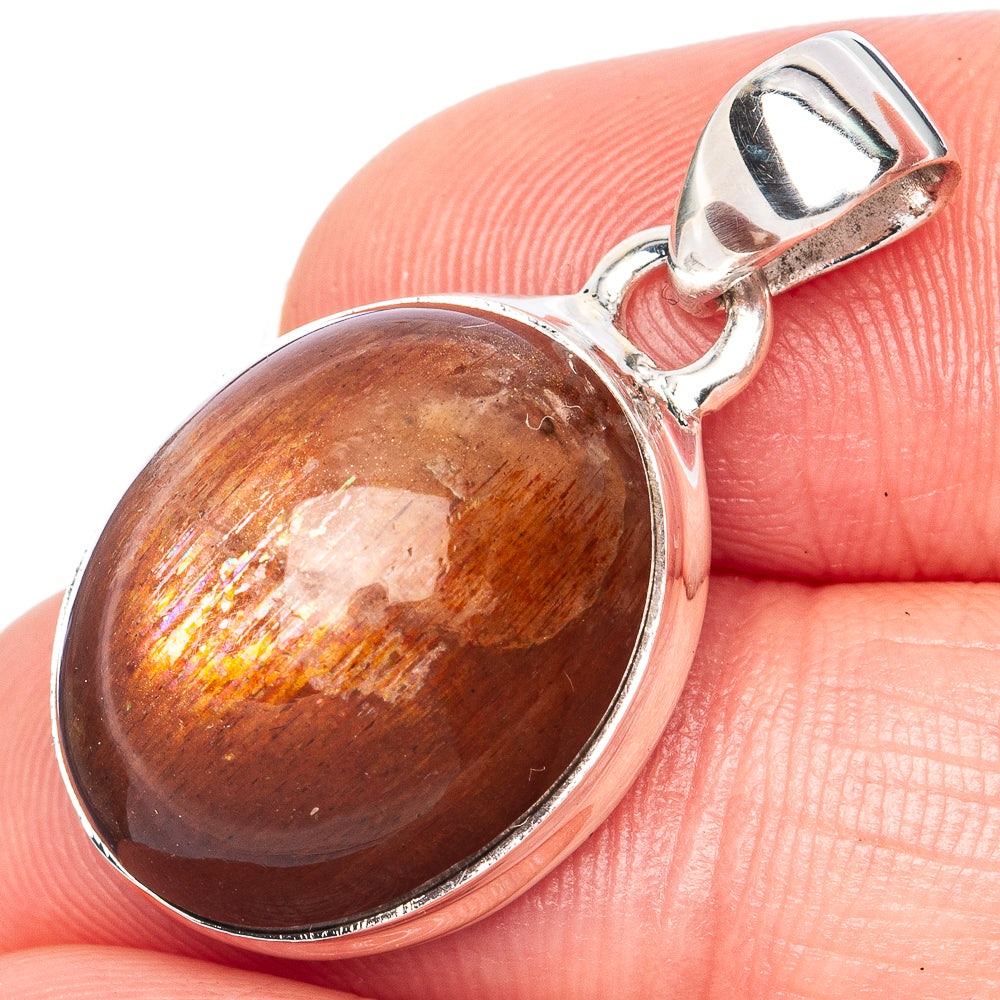 Sunstone Pendant 1 3/8" (925 Sterling Silver) P41292