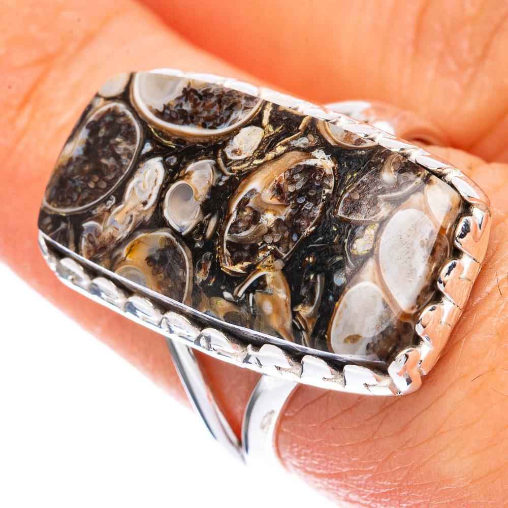 Turritella Agate Ring Size 7.5 (925 Sterling Silver) R1983