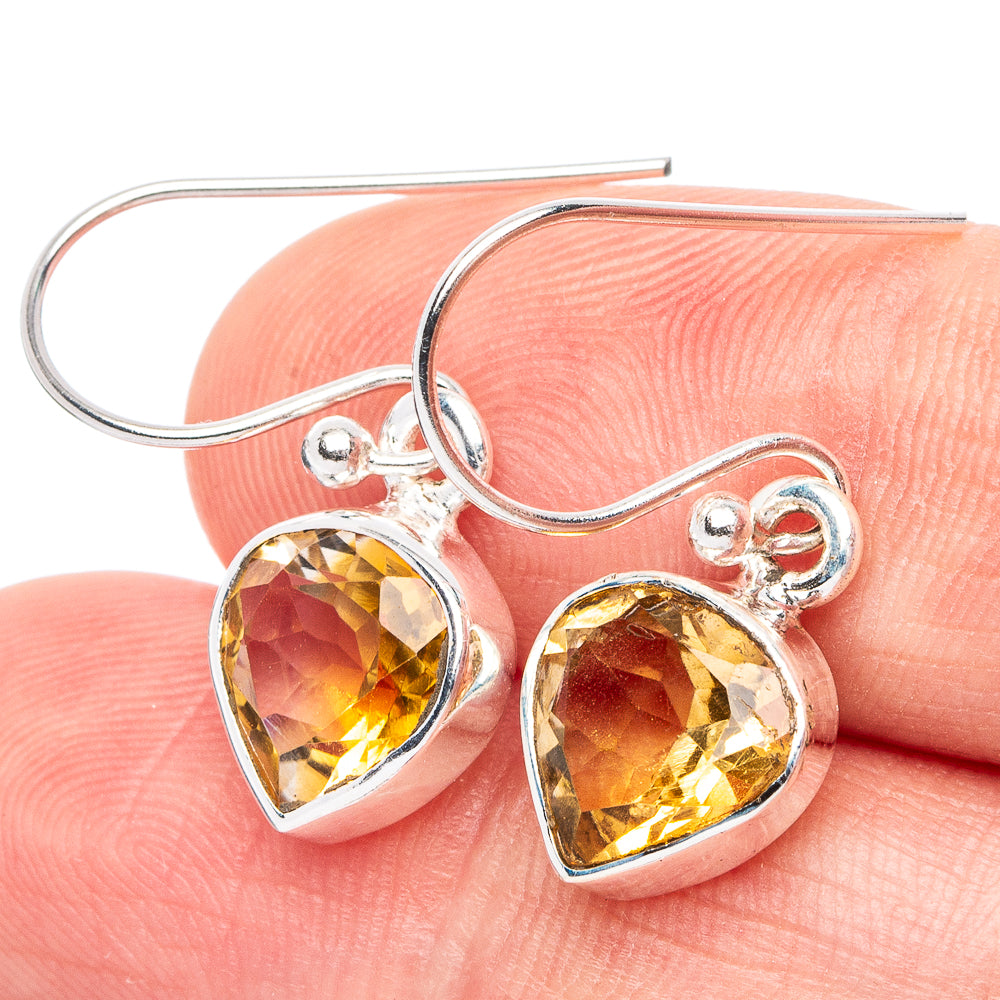 Dainty Faceted Citrine Earrings 1 1/8" (925 Sterling Silver) E2876