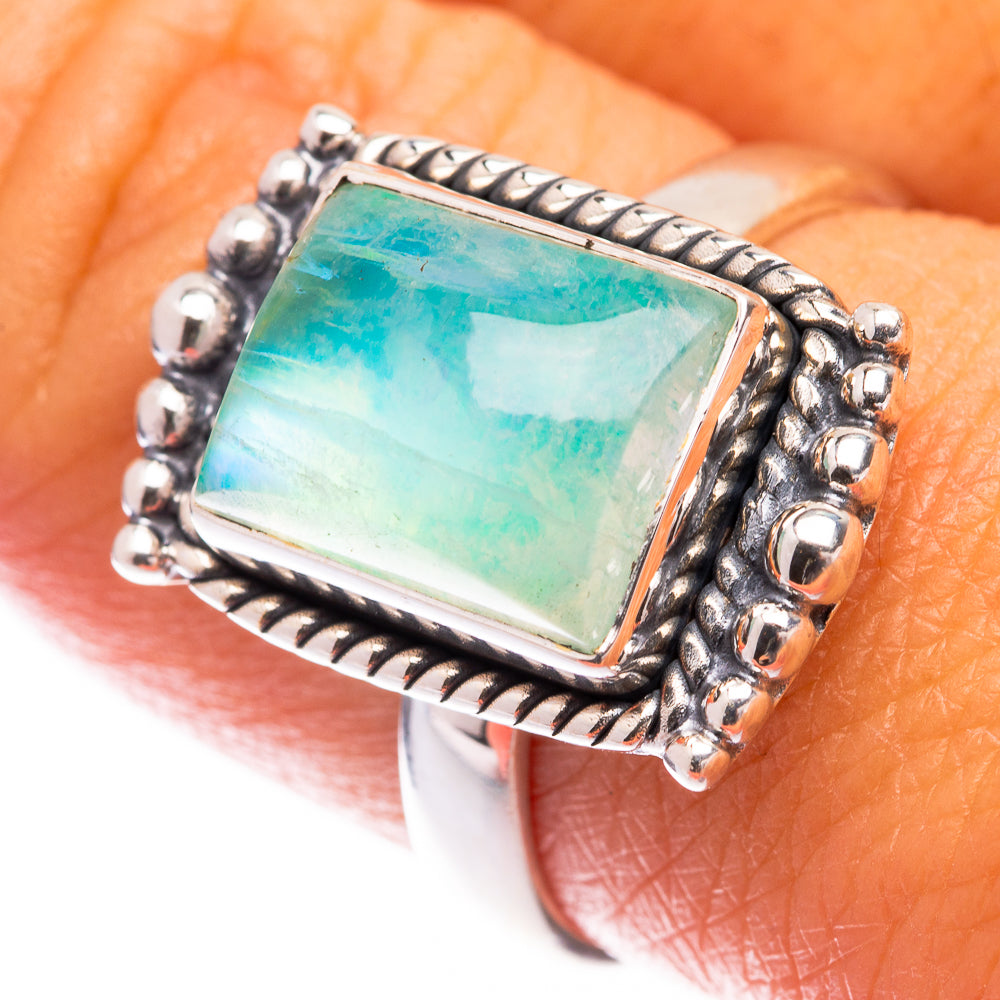 Green Moonstone Ring Size 8.75 (925 Sterling Silver) R140683