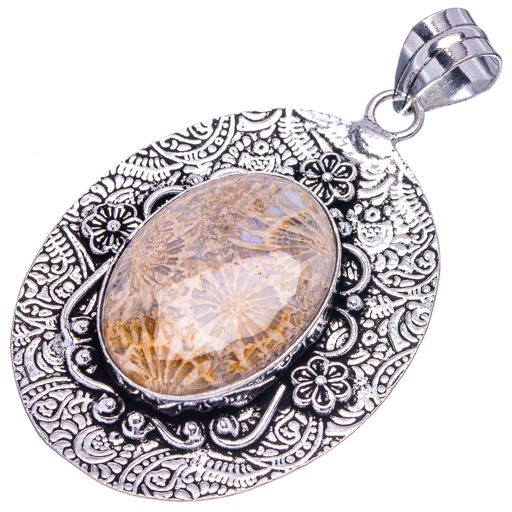 Fossil Coral Pendant 2 3/8" (German Silver)