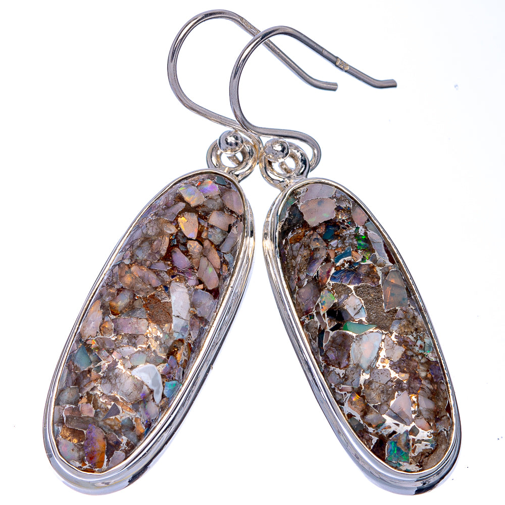 Brecciated Ethiopian Opal Earrings 1 3/4" (925 Sterling Silver) E433073
