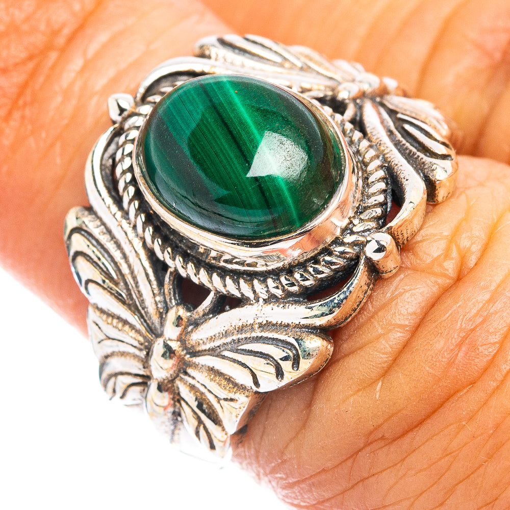 Malachite Butterfly Ring Size 6.5 (.925 Sterling Silver)