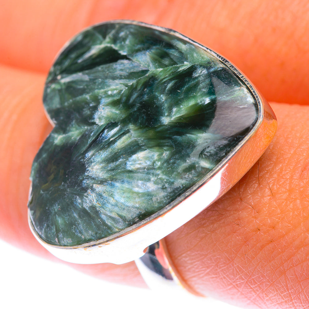 Large Seraphinite Ring Size 8.5 (925 Sterling Silver) RING139981