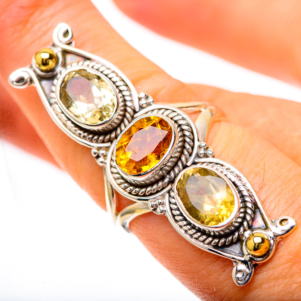 Large Faceted Citrine 925 Sterling Silver Ring Size 7 (925 Sterling Silver) RING139680