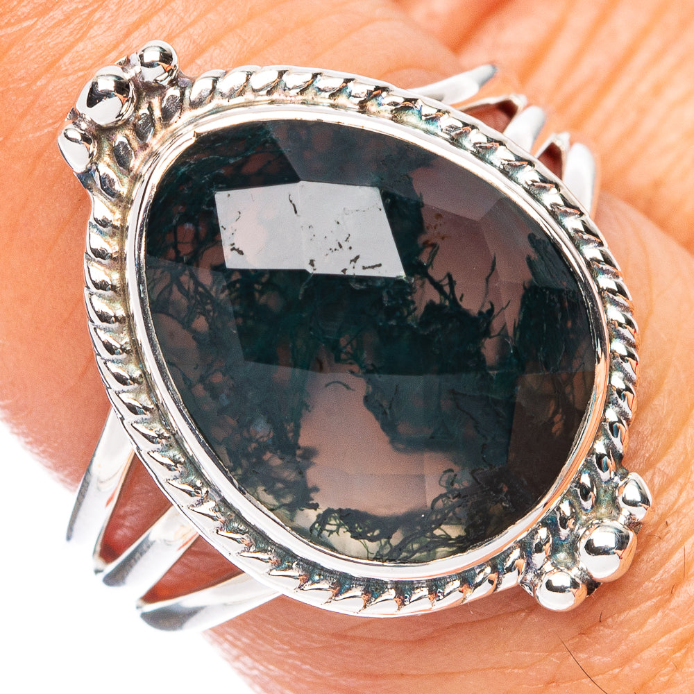 Premium Green Moss Agate Ring Size 7.75 (925 Sterling Silver) R7616