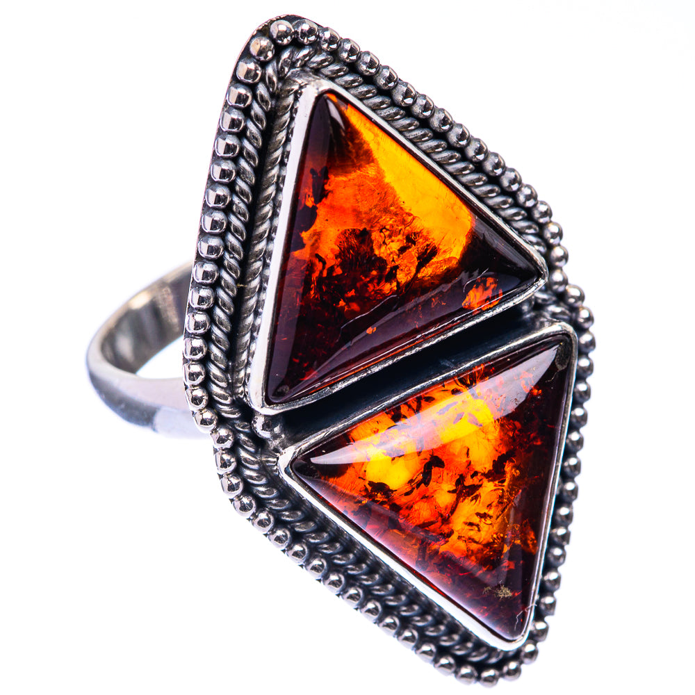 Large Baltic Amber Ring Size 9 (925 Sterling Silver) R141165