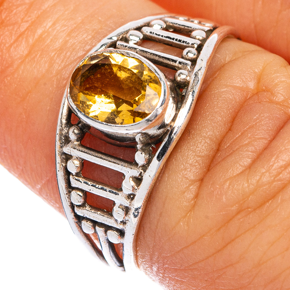 Faceted Citrine Dainty Ring Size 6.25 (925 Sterling Silver) R145504
