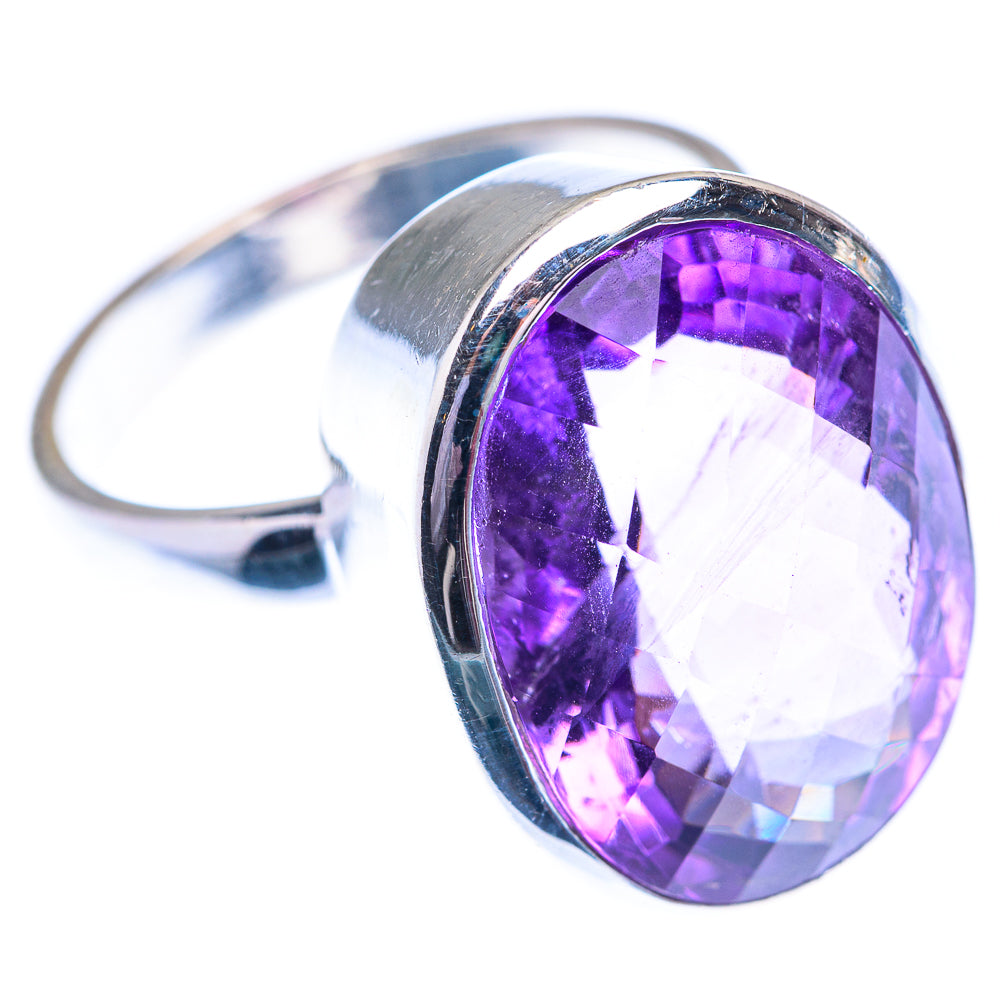 Large Faceted Amethyst 925 Sterling Silver Ring Size 10 (925 Sterling Silver) RING140432