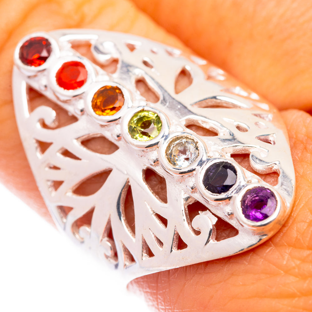 Rainbow Chakra Ring Size 9 (925 Sterling Silver) R140896