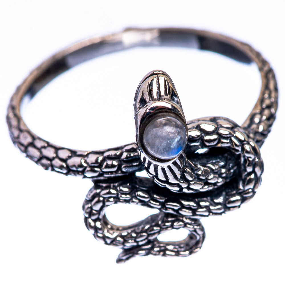 Rainbow Moonstone Snake Dainty Ring Size 7 (925 Sterling Silver) R142568