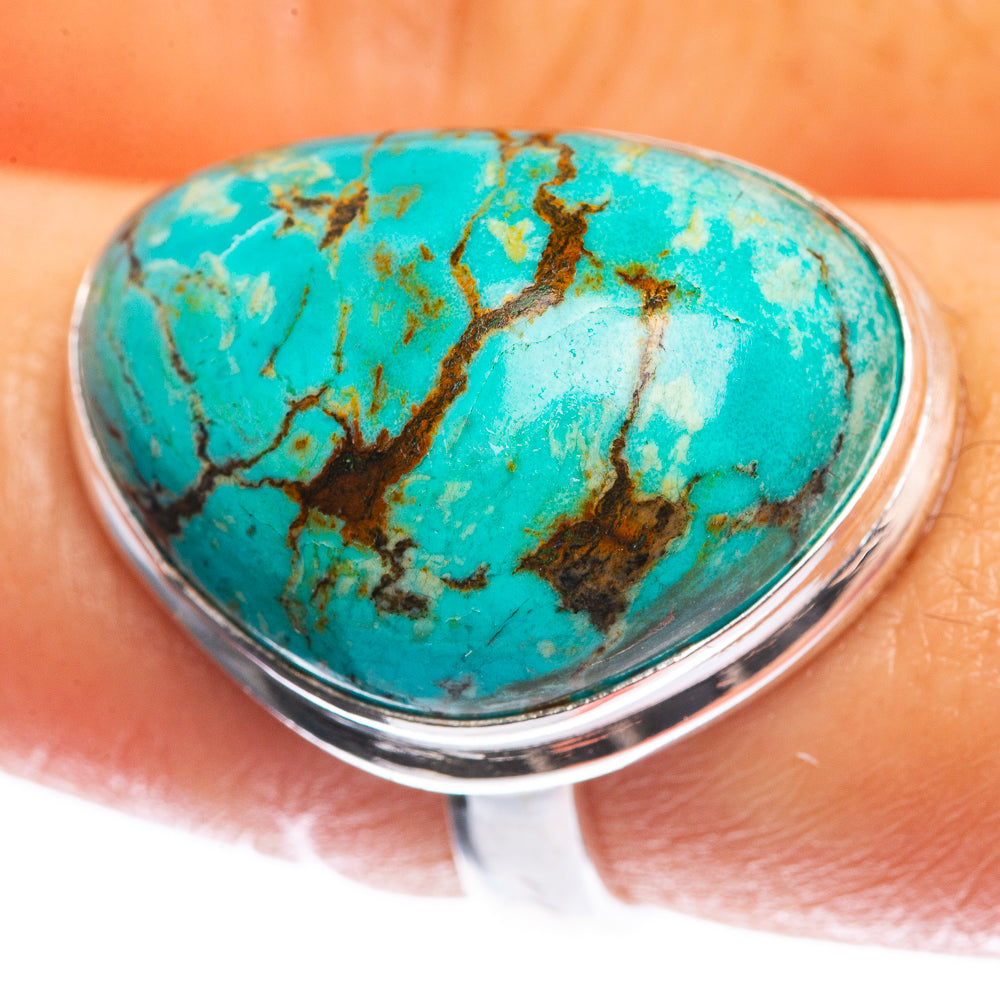 Tibetan Turquoise 925 Sterling Silver Ring Size 7.25