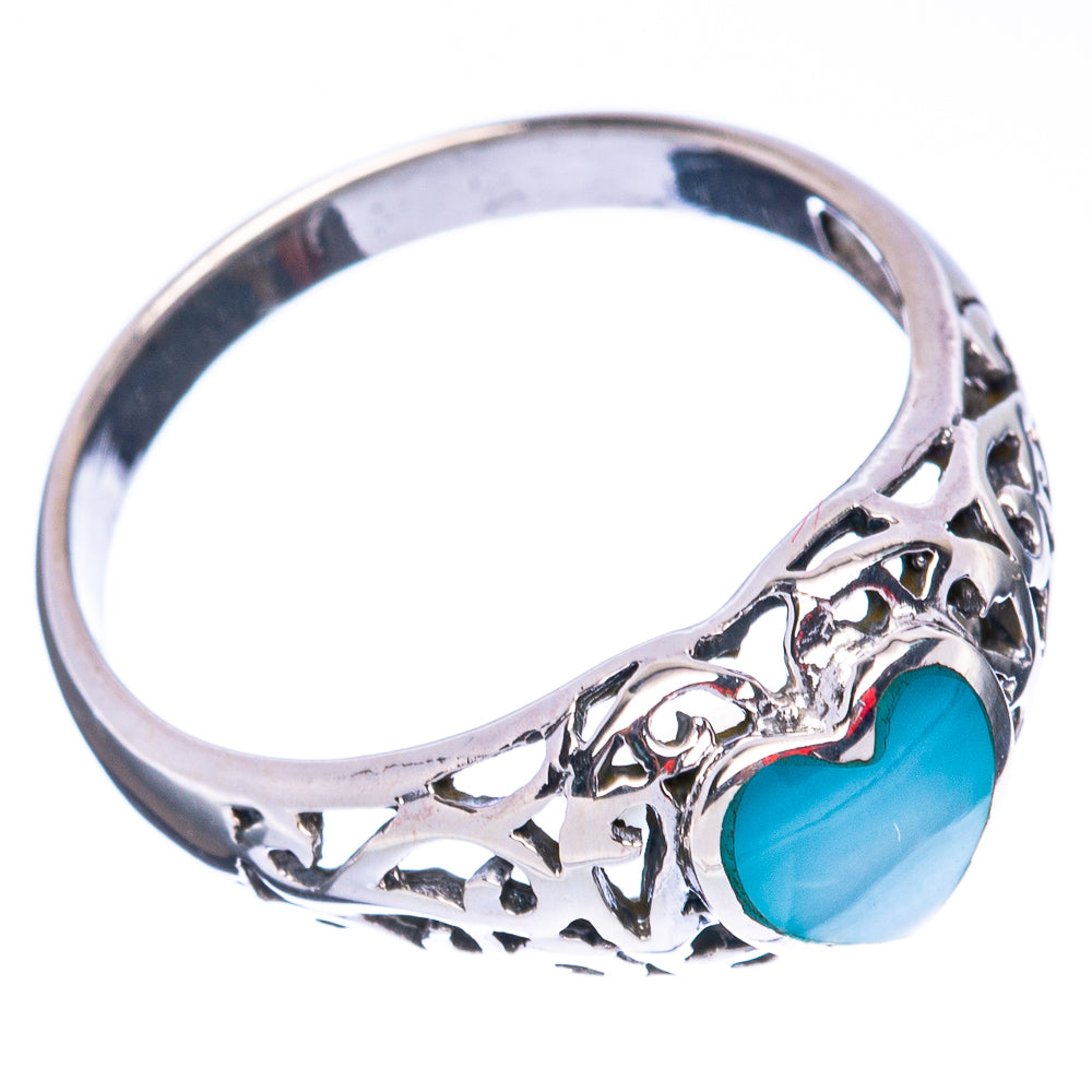Mother Of Pearl Inlay Heart Ring Size 7.5 (925 Sterling Silver) R2845