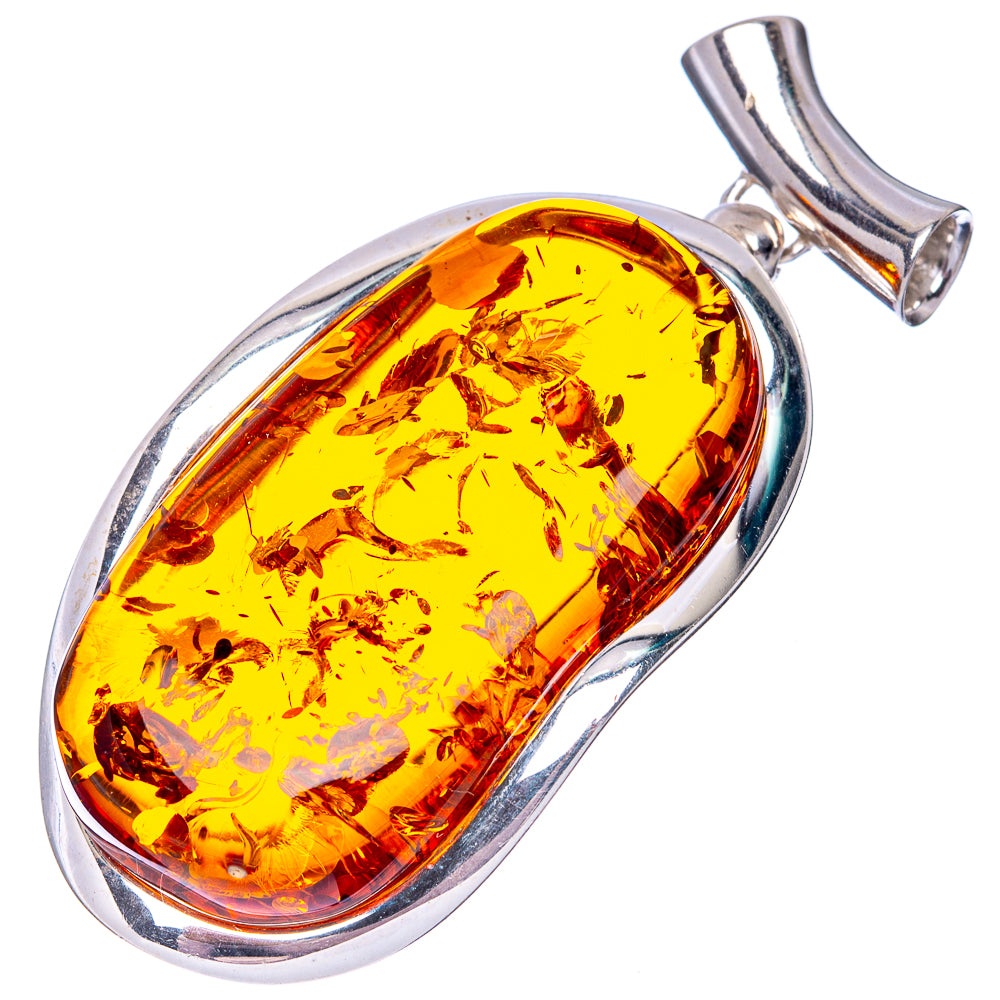 Anasilvercos Baltic Amber Pendant 1 7/8" (925 Sterlnig Silver)
