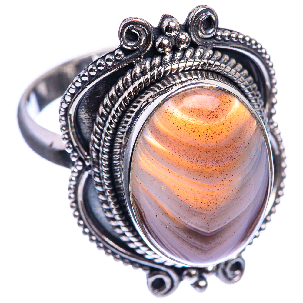 Botswana Agate 925 Sterling Silver Ring Size 10