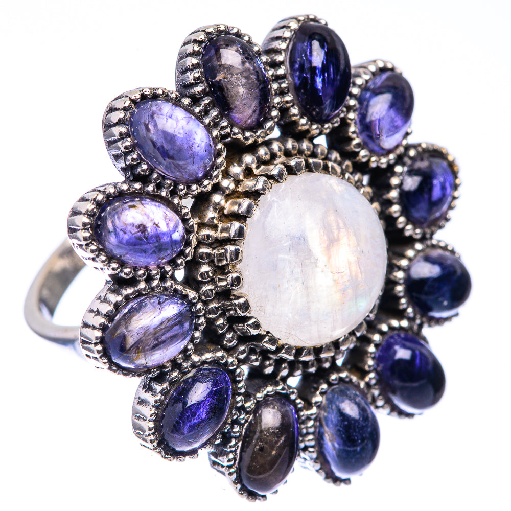 Large Rainbow Moonstone, Tanzanite Ring Size 7.25 (925 Sterling Silver) R141263