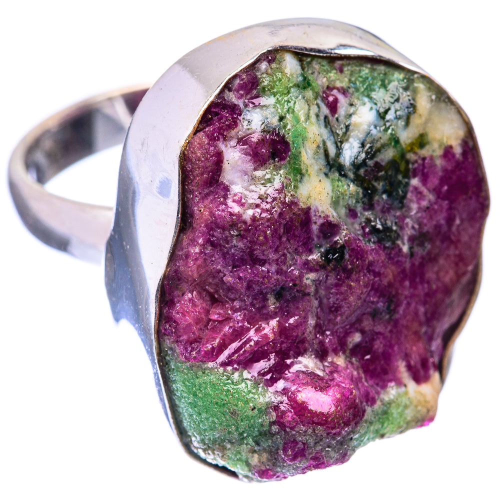 Large Raw Ruby Zoisite Ring Size 9 (925 Sterling Silver) R141268