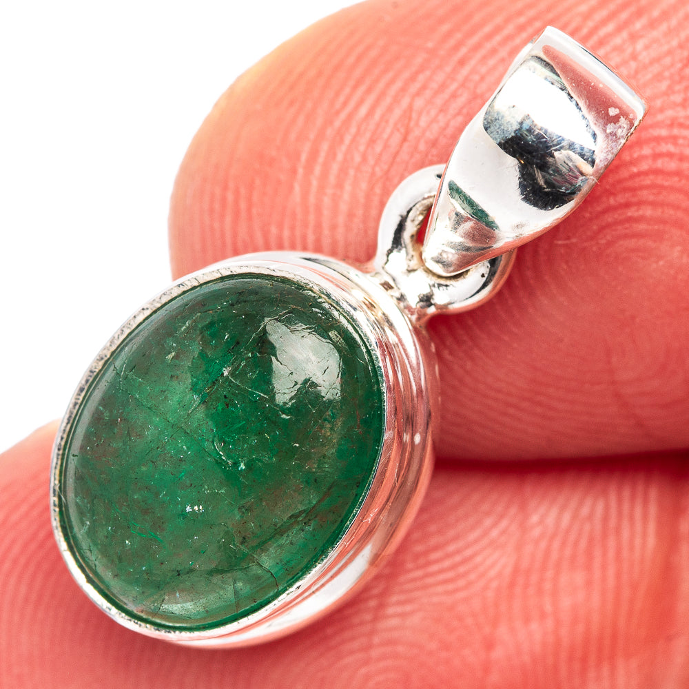 Rare Premium Zambian Emerald Pendant 7/8" (.925 Sterling Silver)