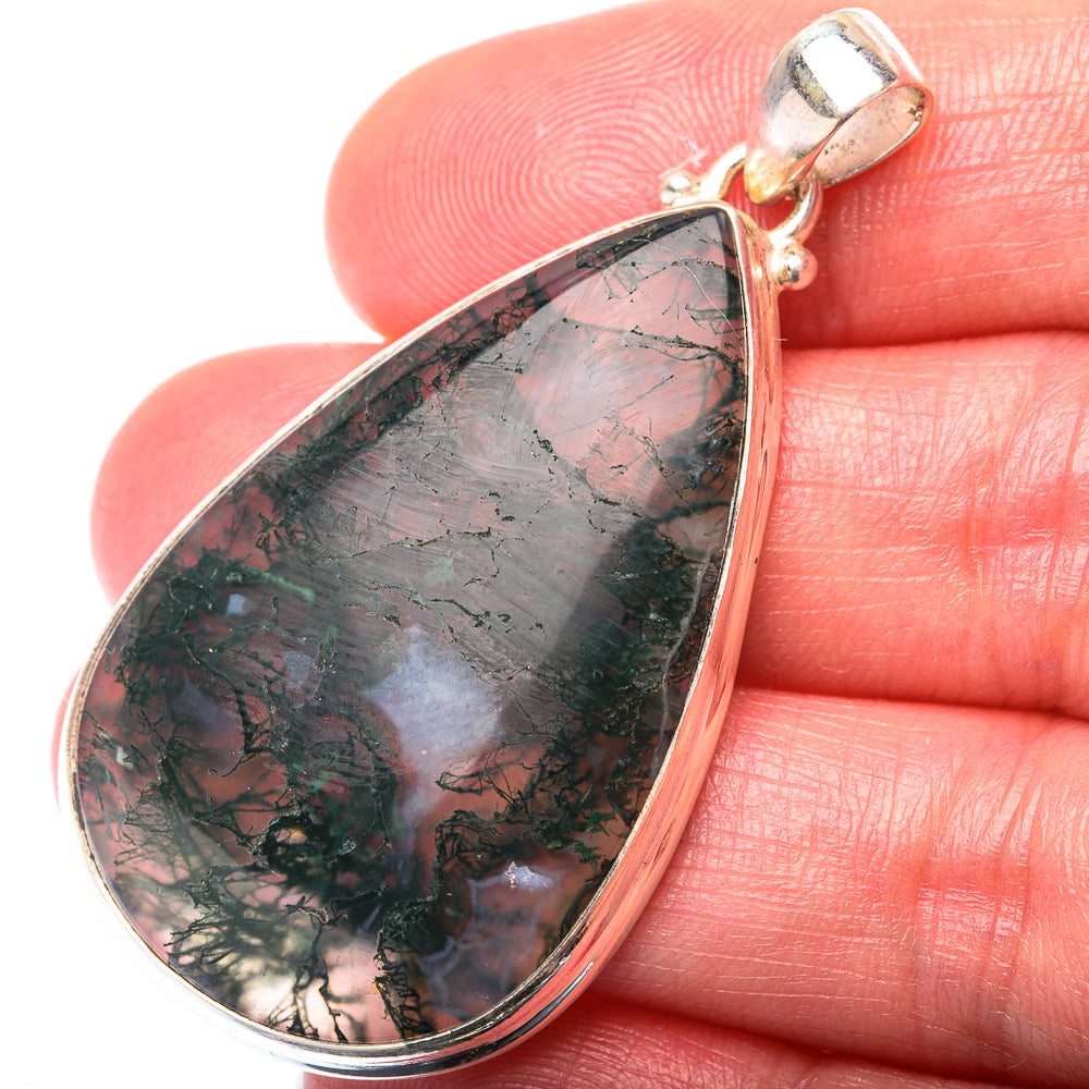 Green Moss Agate Pendant 2" (925 Sterling Silver) PD38527