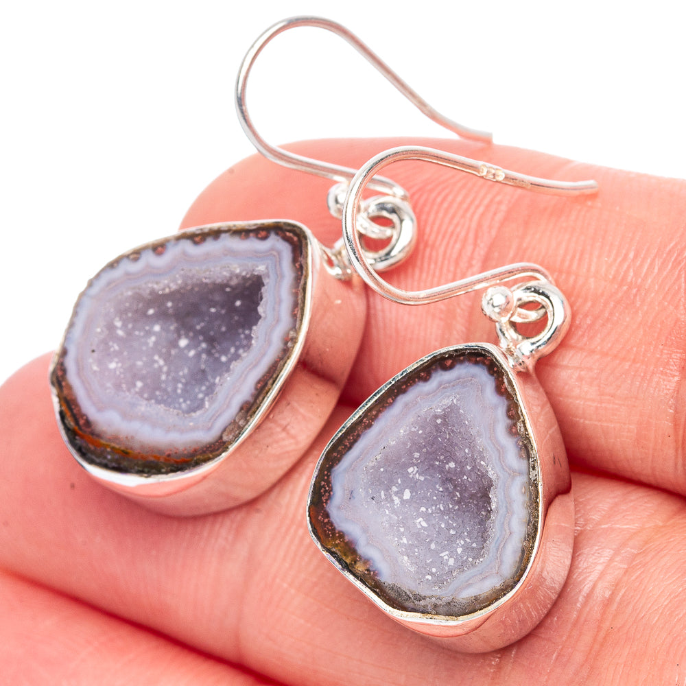 Premium Coconut Geode Earrings 1 3/8" (925 Sterling Silver) E1258