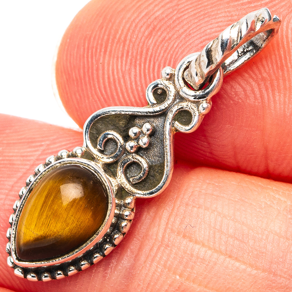 Tiger's Eye Dainty Pendant 1 1/8" (.925 Sterling Silver)