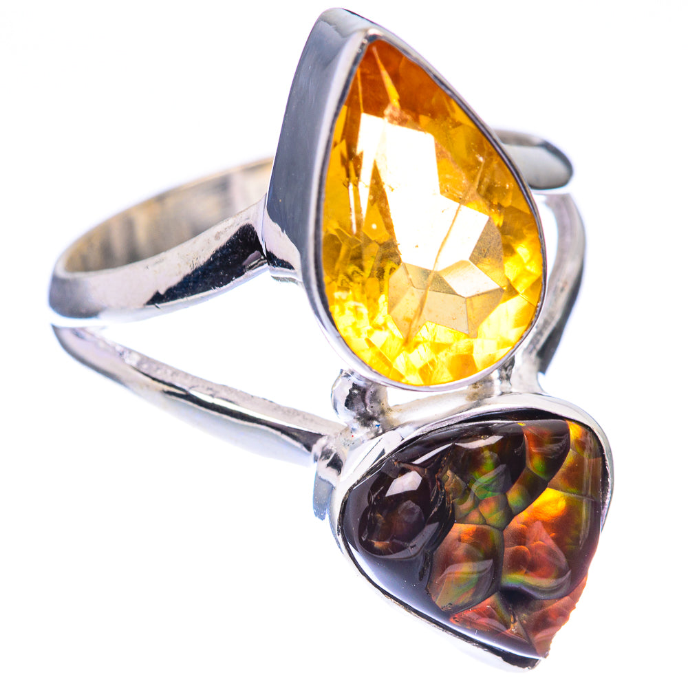 Mexican Fire Agate, Citrine Ring Size 9 (925 Sterling Silver) R140566