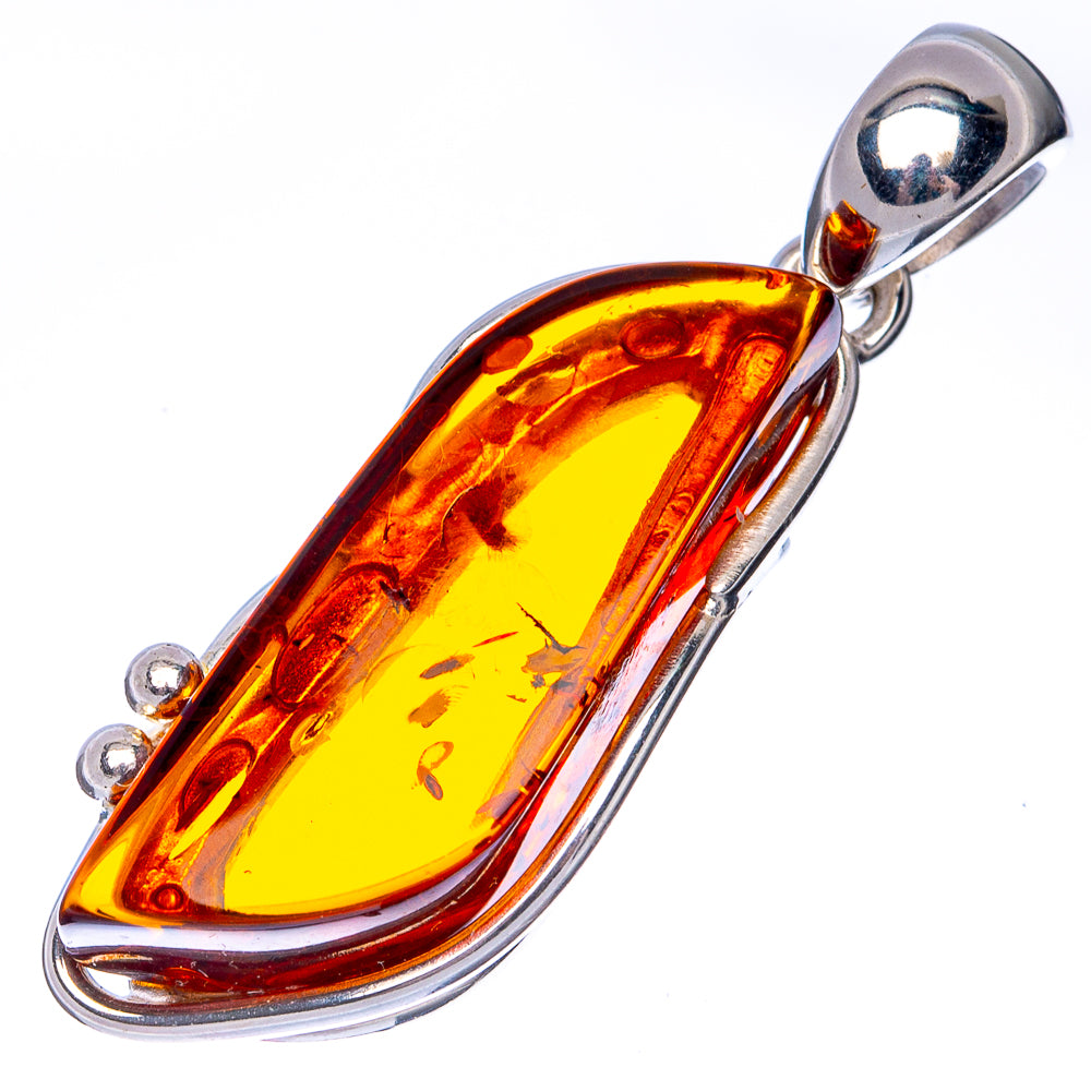 Anasilvercos Baltic Amber Pendant 1 1/2" (925 Sterlnig Silver)